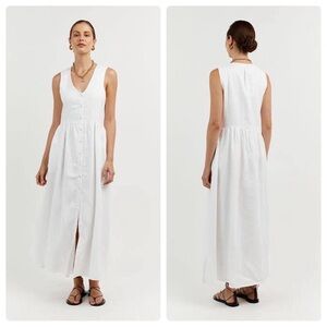 DISSH Bonnie Oversized Shirt Dress White Linen Size US 10 NWT
